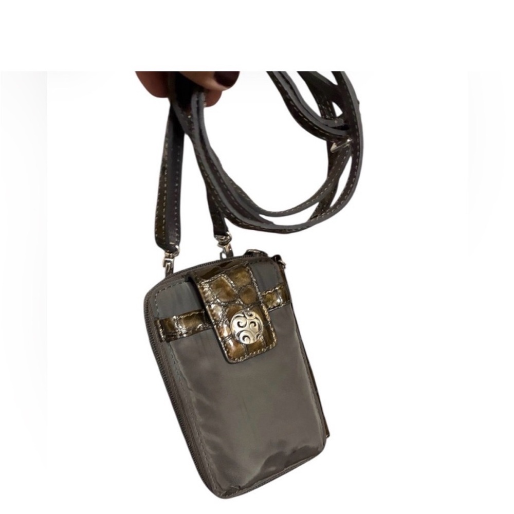 Brighton Gray Crossbody Phone Bag with Metallic Accent